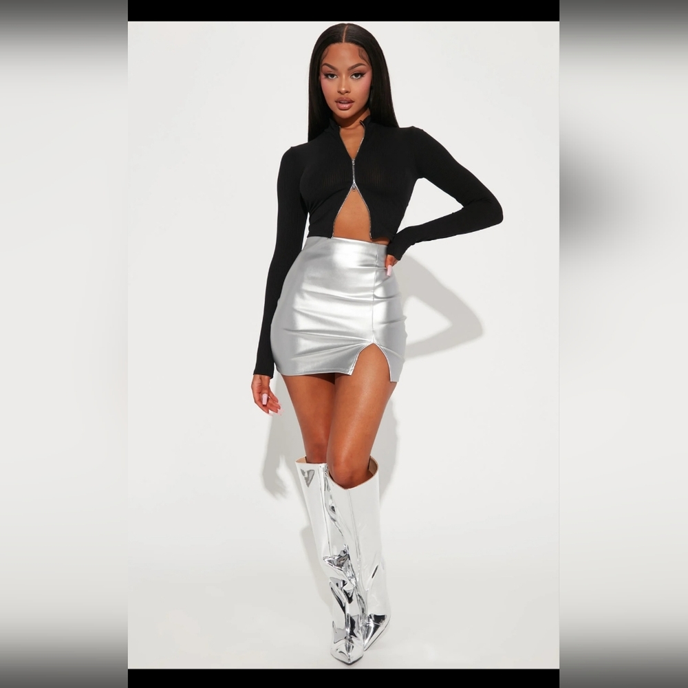 Silver Metallic Mini Skirt